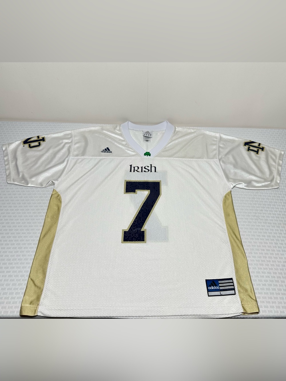 Notre Dame Fighting Irish Jersey Men's L Vintage Adidas Y2K White Mesh Football
